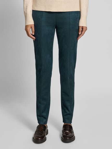 Christian Berg Woman Skinny fit stoffen broek met siernaden Donkergroen - 4