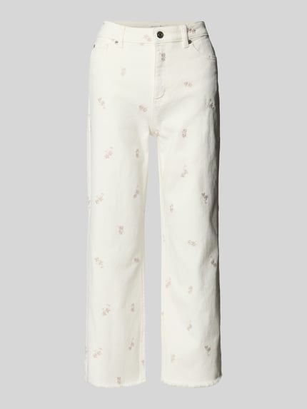Jeansy z prostą nogawką z haftem i postrzępioną krawędzią Shop The Look MANNEQUINE