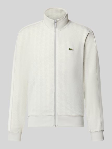 Produktfoto, Regular Fit Sweatjacke mit Reißverschluss von Lacoste für Herren in Weiß, sichtbare Struktur, glatte und gerippte Texturen