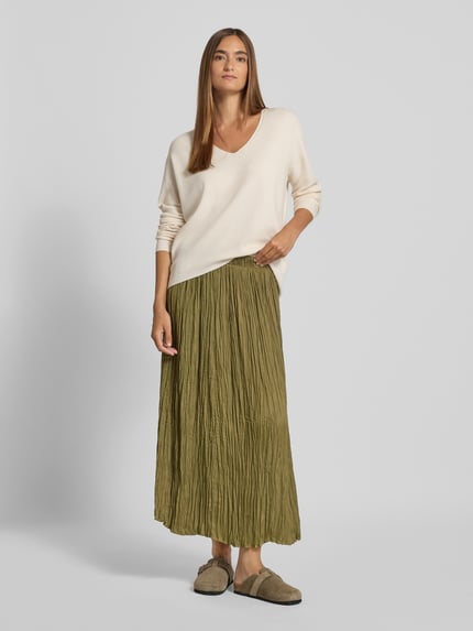 Oui Plissee-Rock mit Strukturmuster Khaki 1