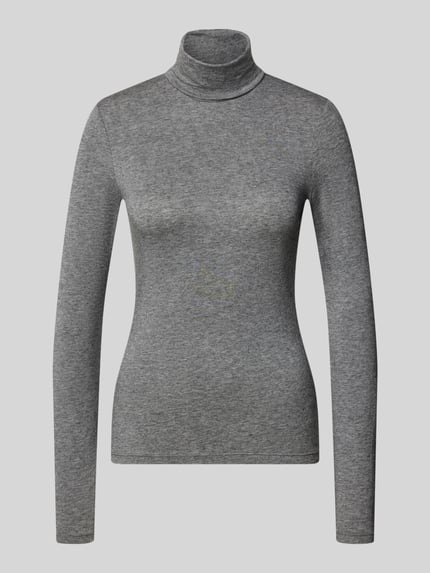 Produktfoto, grijs slim fit shirt met lange mouwen van lyocellmix, egale kleur, zachte textuur, Slim Fit Langarmshirt aus Lyocell-Mix van Jake*s Casual, Dames