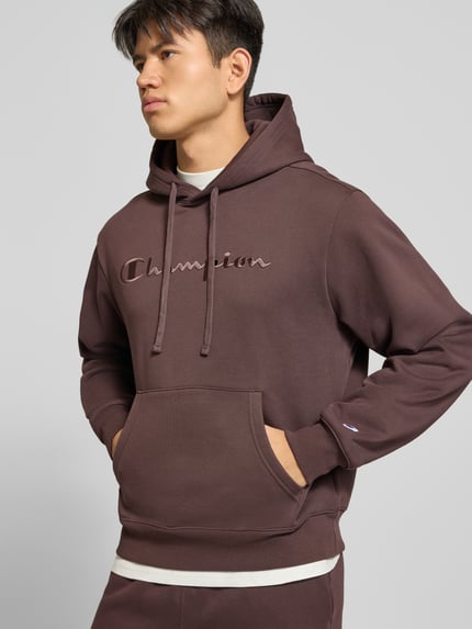 Champion Bluza z kapturem o kroju relaxed fit z mieszanki bawełny z wyhaftowanym logo Czekoladowy 3