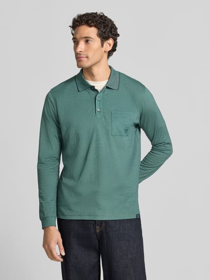 LERROS Regular Fit Poloshirt in Two-Tone-Machart Dunkelgruen 4
