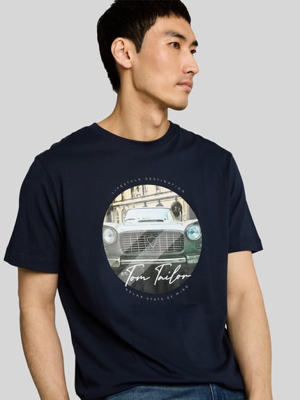 Tom Tailor męski t-shirt o kroju regular fit z czystej bawełny Granatowy 3
