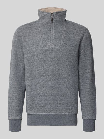 Produktfoto, Troyer mit Reißverschluss van RAGMAN, heren schipperstrui van materiaalmix met wol, regular fit, Schipperskraag, grijs, ruglengte maat M 69 cm, mouwlengte maat M 64 cm