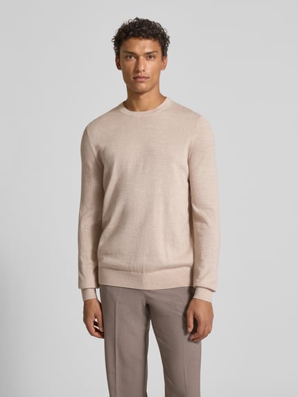 Christian Berg Men Regular Fit Pullover aus Woll-Mix Sand Melange 4
