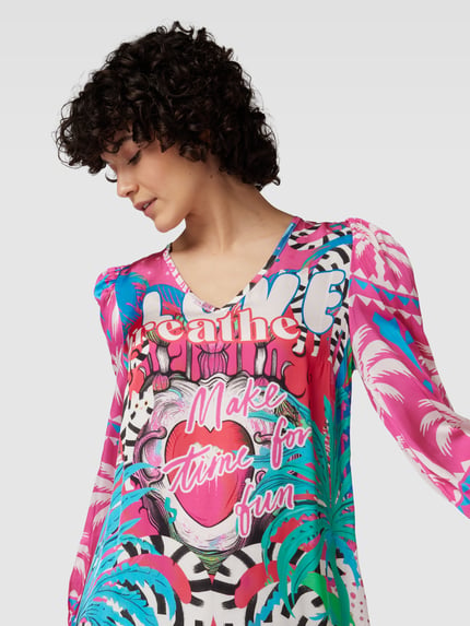 miss goodlife Knielange jurk met V-hals van viscose Felroze - 3
