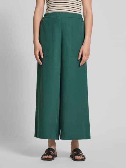 Marc O'Polo Wide leg culotte van een mix van lyocell en linnen Smaragdgroen - 4