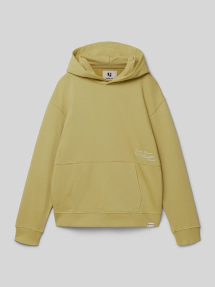 Produktfoto, Hoodie mit Kapuze von Garcia in Gelb aus Reine Baumwolle, Lockerer-Schnitt, Kapuze, Label-Details, Känguru-Tasche, Gerippte-Abschlüsse