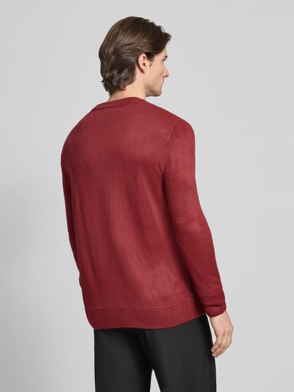 Tom Tailor Denim Regular Fit Strickpullover aus Rippstrick Rot 5