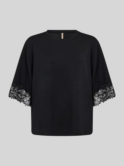 Soyaconcept T-Shirt mit Spitzenärmeln BLACK 2