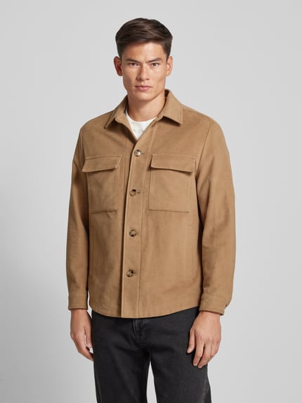 BOSS Hemdjacke mit Brusttaschen Modell 'Carper' Beige 4