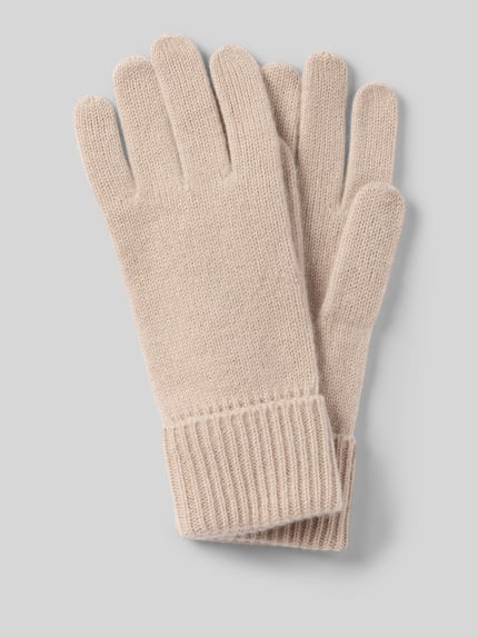 Produktfoto, Handschuhe aus reinem Kaschmir mit gerippten Abschlüssen von Christian Berg Woman in Beige, weiche Textur, Damen Handschuhe