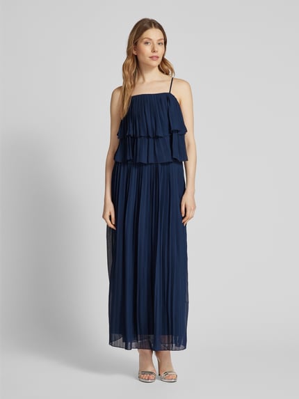 VILA Maxi-jurk met volants, model 'CHIFFON' Marineblauw - 4