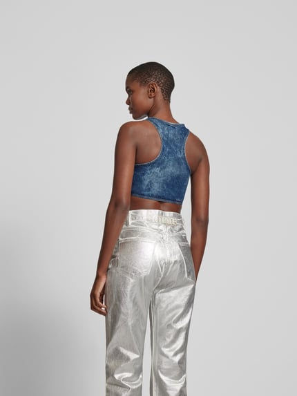 Diesel Kort top met labeldetail Blauw - 5