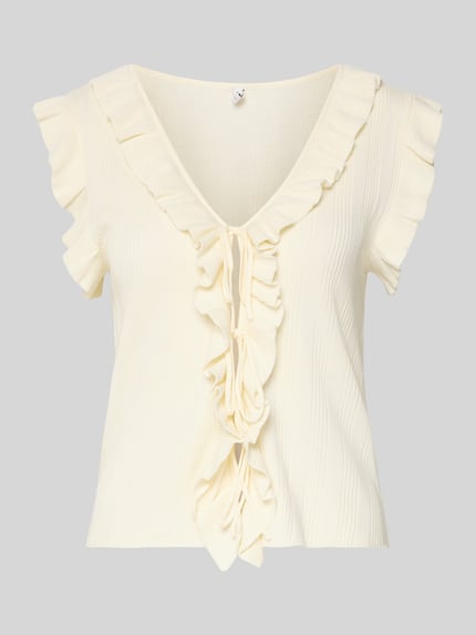 ONLY Slim Fit Strick-Top aus Viskose-Mix Modell 'NELLY' Offwhite 2