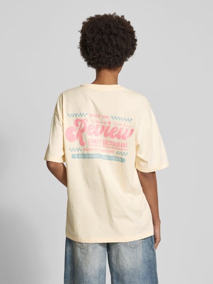 REVIEW Oversized T-Shirt mit Label-Print Offwhite 5