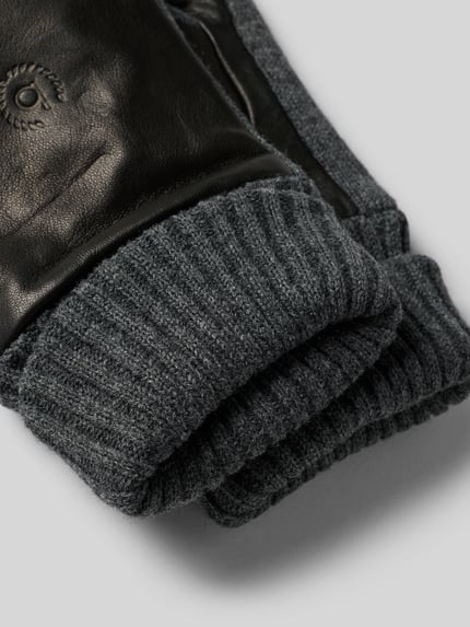 bugatti Handschuhe aus Leder-Textil-Mix mit Label-Detail Black 2