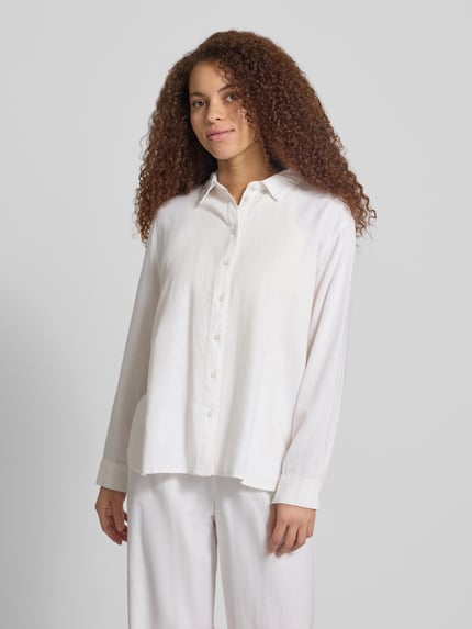 ONLY Relaxed Fit Leinenbluse mit Hemdblusenkragen Modell 'GOA' Weiss 4