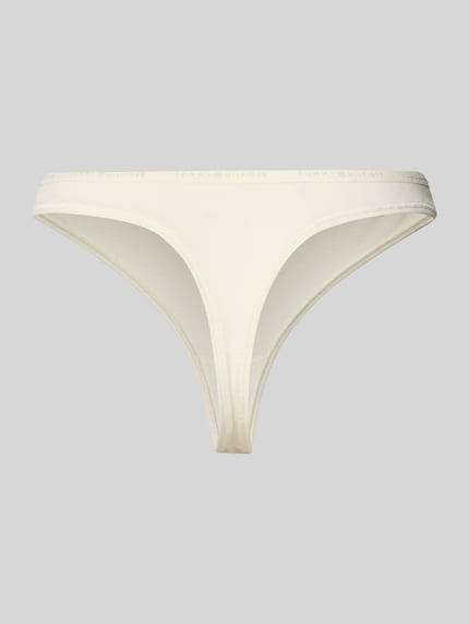 Produktfoto, String aus Baumwoll-Mix von TOMMY HILFIGER in Unifarben mit elastischem Bund und Label-Schriftzug, glatte Textur