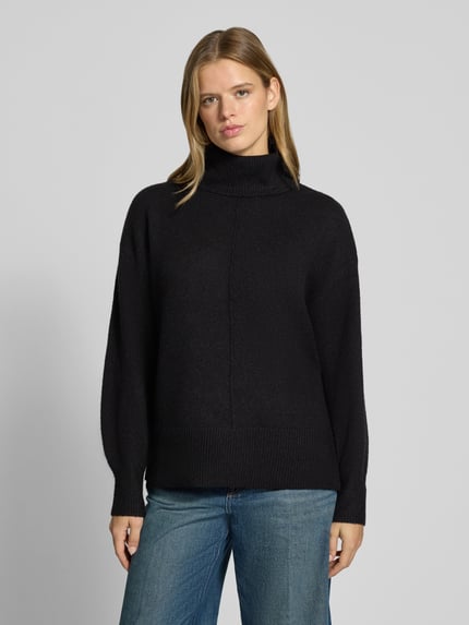 PIECES Loose Fit Rollkragenpullover mit Woll-Anteil Modell 'MALOU' Black 4