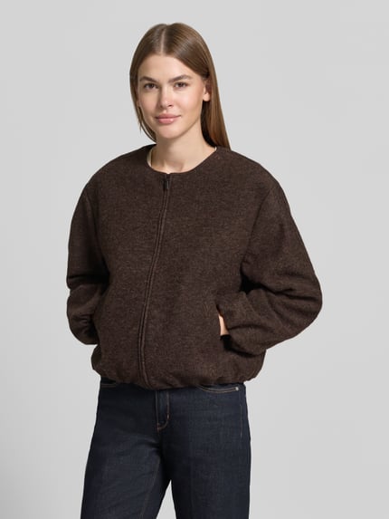 Emily Van den Bergh Jacke aus Woll-Mix mit Reißverschluss Mittelbraun 4