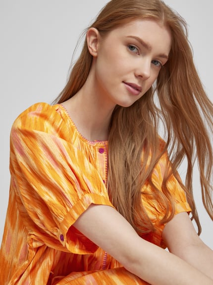 Oilily Knielange jurk met knoopsluiting, model 'DALI' Oranje - 3