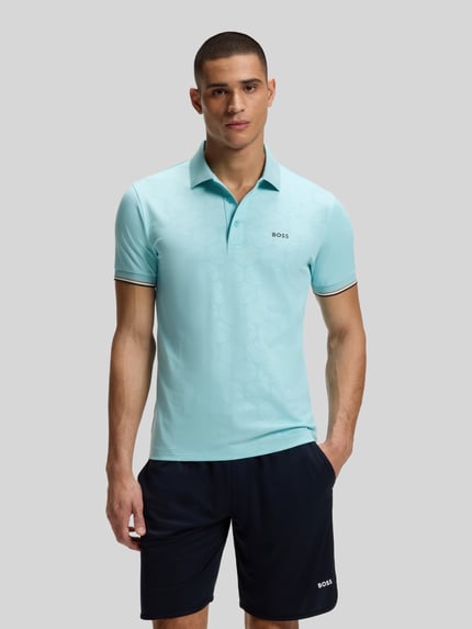 BOSS Green Slim Fit Poloshirt mit Tennisball-Prägung Modell 'PL_TOC GAME1' Aqua 4