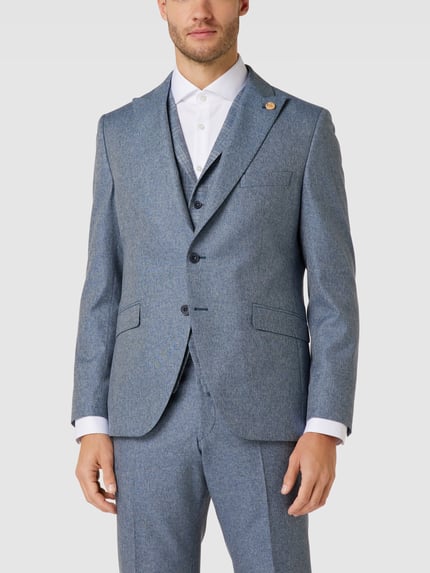 WILVORST Regular fit colbert met twee knopen en zijde Blauw - 4