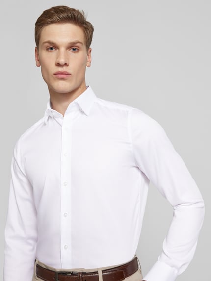 OLYMP Level 5 Slim fit zakelijk overhemd met effen structuur Wit - 3