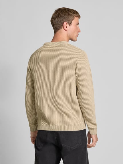 JACK & JONES Gebreide pullover met ribboorden, model 'DOVER' Beige - 5