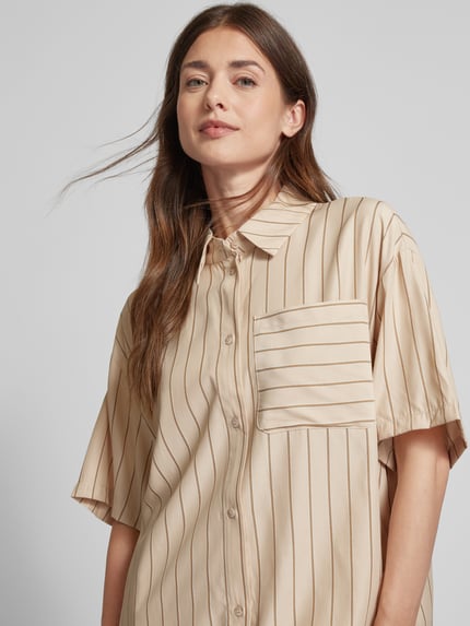 Sisters Point Overhemdblouse met borstzak, model 'ESVA' Zand - 3