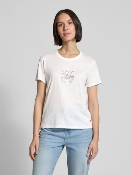 monari T-shirt met labeldetail Offwhite - 4