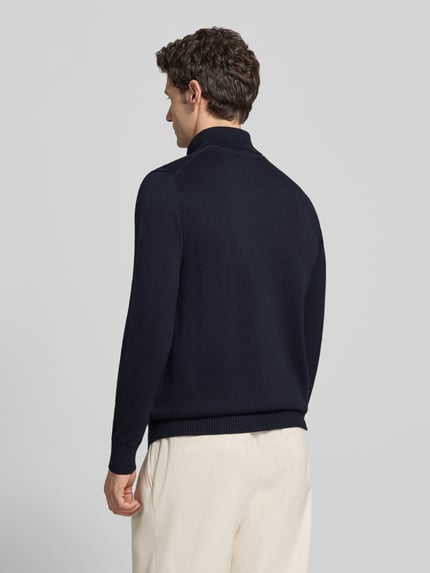 Christian Berg Men Regular Fit Strickpullover aus Baumwoll-Woll-Mix mit Rollkragen Marine 5