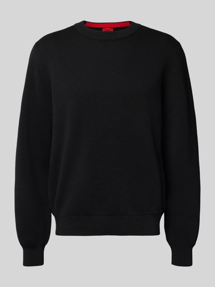 HUGO Loose Fit Strickpullover aus reiner Baumwolle Modell 'SAN CELLY' Black 2