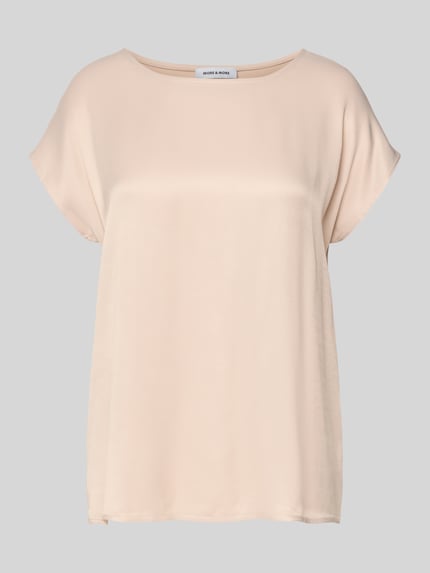 Produktfoto, T-shirt met boothals van MORE & MORE, mix van viscose en elastaan, los model, effen design, ruglengte maat 36 64 cm.