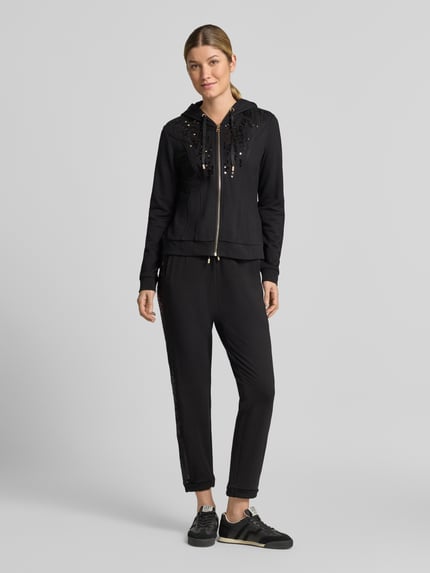 Liu Jo Sport Sweatjacke aus Viskose-Elasthan-Mix mit Pailletten Black 1
