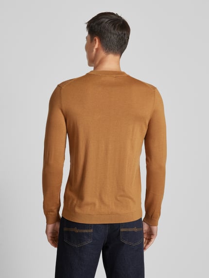 Selected Wollpullover mit Strukturmuster Modell 'TRAY' Cognac 5