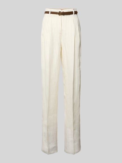 Max Mara Studio Wide Leg Leinenhose mit Tunnelzug Modell 'PELOTA' Offwhite 2