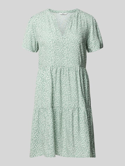 Produktfoto, Tailliertes Sommerkleid aus reiner Viskose Modell 'ZALLY LIFE' von Only, efekt: wzór na całej powierzchni, krój: taliowany, długość: mini, dekolt: dekolt w serek, rękaw: krótki rękaw, materiał: czysta wiskoza