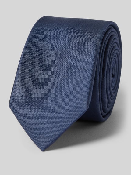 OLYMP Level 5 Zijden stropdas in effen design Marineblauw - 1
