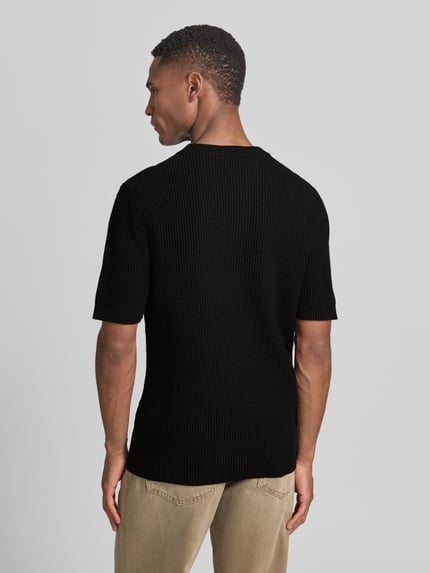 HUGO relaxed fit gebreide pullover van pure katoen model 'SAFFON' Zwart - 5
