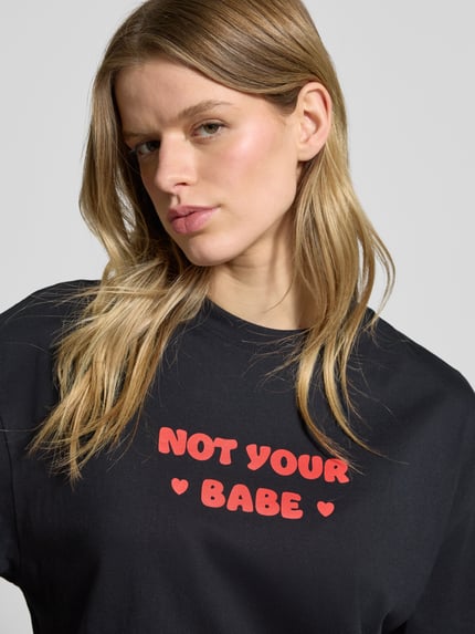 REVIEW Oversized T-Shirt mit Statement-Print Black 3