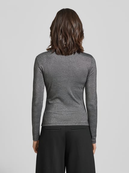VILA Slim Fit Longsleeve aus Viskose-Mix Modell 'Eleinas' Black 5