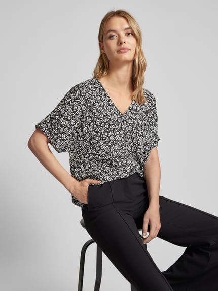 VERO MODA Loose Fit Blusenshirt aus Viskose mit V-Ausschnitt Modell 'EASY' Black 3