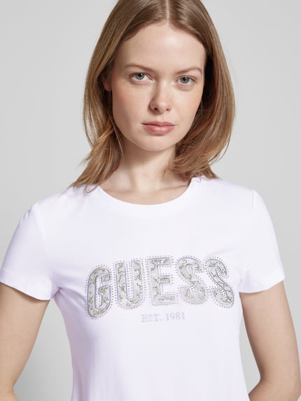GUESS T-shirt met labelstitching Wit - 3