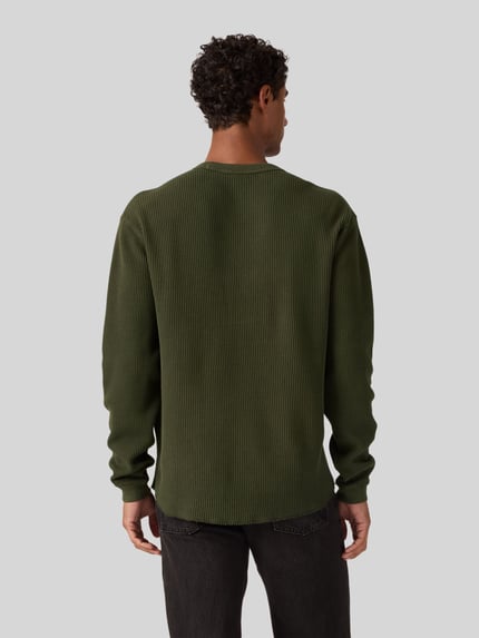 Levi's® Relaxed Fit Langarmshirt aus reiner Baumwolle Modell 'THERMAL TEE GARMEN' Khaki 5