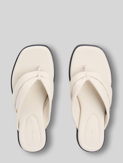 Tommy Hilfiger Teenslippers met logo-applicatie van echt leer Beige - 3
