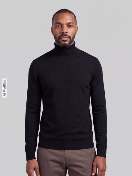 ONLY & SONS Regular Fit Rollkragenpullover aus Viskose-Mix Modell 'WYLER' Black 4