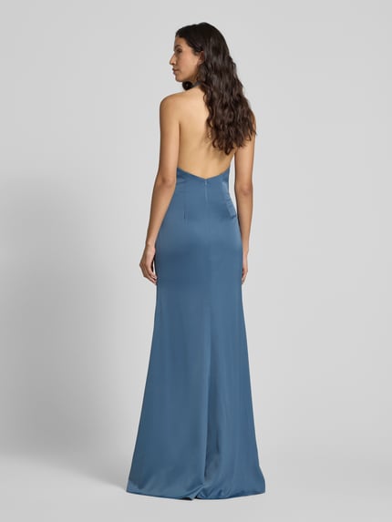LUXUAR FASHION Abendkleid mit Raffungen und Gehschlitz Rauchblau 5